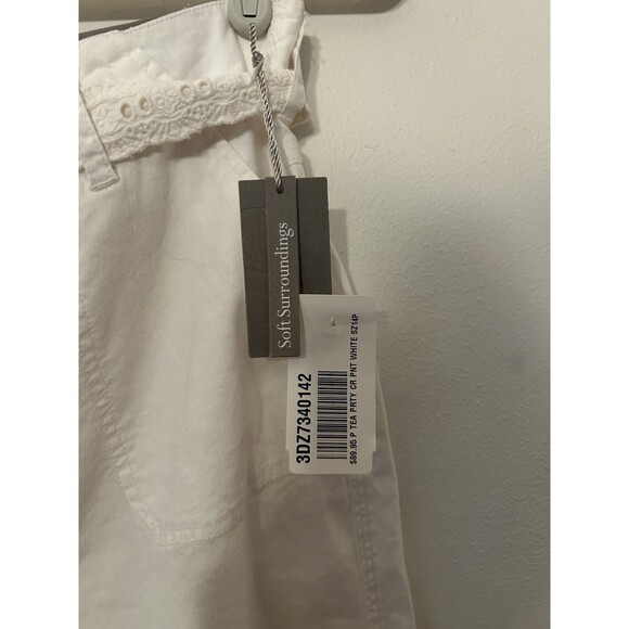 Soft Surroundings Linen Blend Crop Wide Leg pants Women Size 14P Tea party NWT - Picture 4 of 8